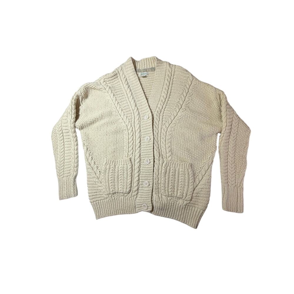 Sundance Cream Fisherman Cable Knit Chunky Cardigan Sweater M Old Money Heritage - Picture 2 of 10